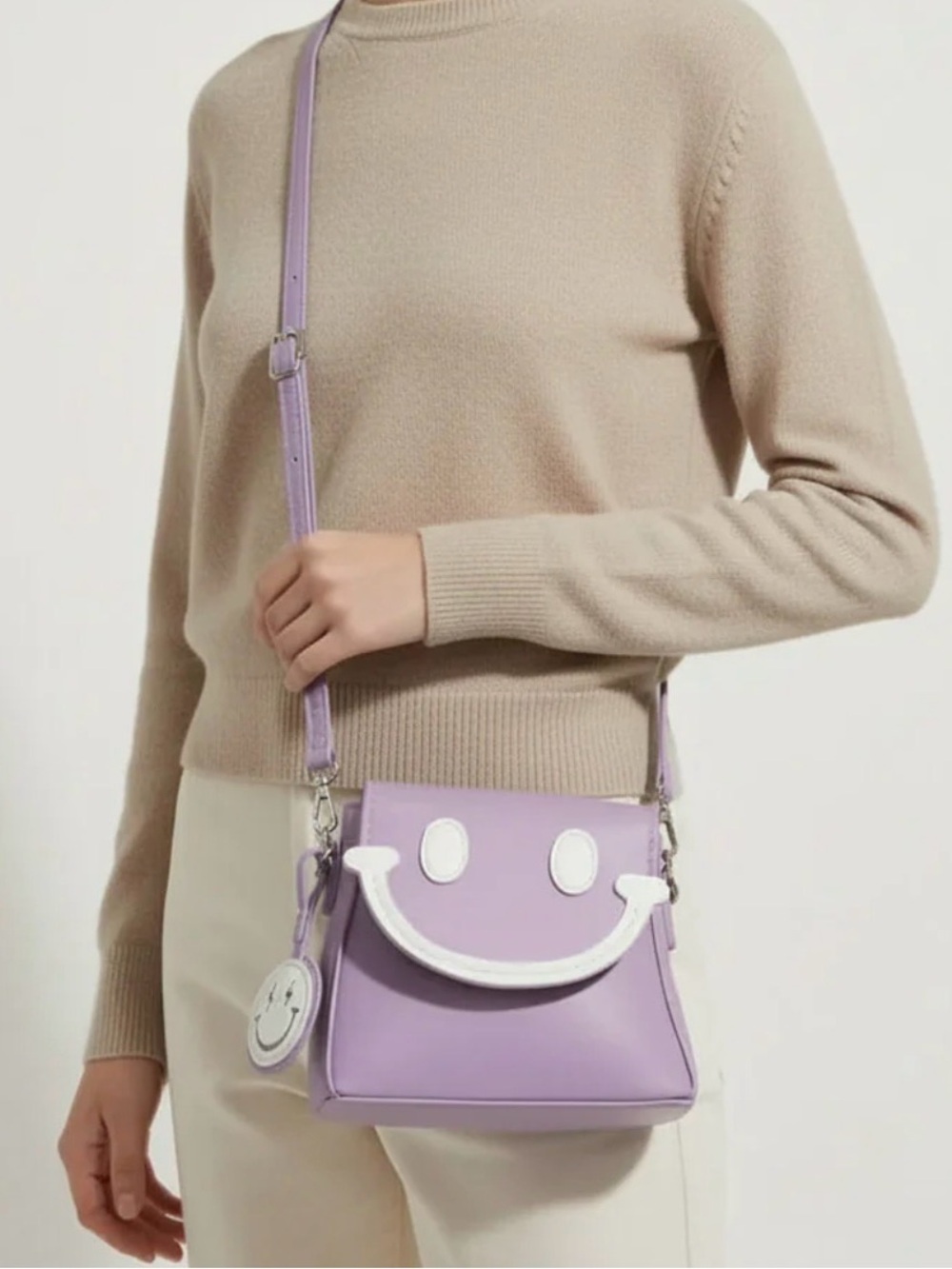 Lavender Smiley Crossbody Bag - Hoodies for Heroes - Picture 2 of 2